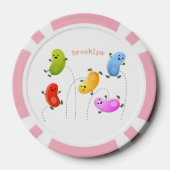 Niedliche glückliche Jellybohnen springende Cartoo Pokerchips (Rückseite)