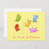 Niedliche glückliche Jellybohnen springende Cartoo Postkarte (Vorne/Hinten)