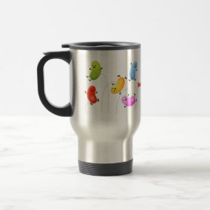 Niedliche glückliche Jellybohnen springende Cartoo Reisebecher