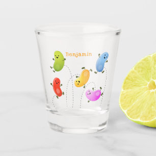 Niedliche glückliche Jellybohnen springende Cartoo Schnapsglas