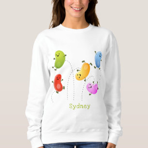Niedliche glückliche Jellybohnen springende Cartoo Sweatshirt