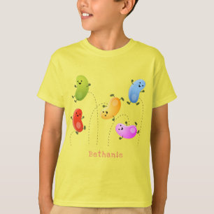 Niedliche glückliche Jellybohnen springende Cartoo T-Shirt