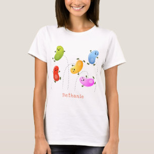 Niedliche glückliche Jellybohnen springende Cartoo T-Shirt