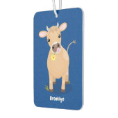 Niedliche glückliche Jersey-Kuh und Blume Cartoon Autolufterfrischer (Links)