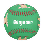 Niedliche glückliche Jersey-Kuh und Blume Cartoon Baseball (Vorderseite)