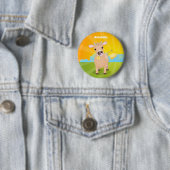 Niedliche glückliche Jersey-Kuh und Blume Cartoon Button (Beispiel)