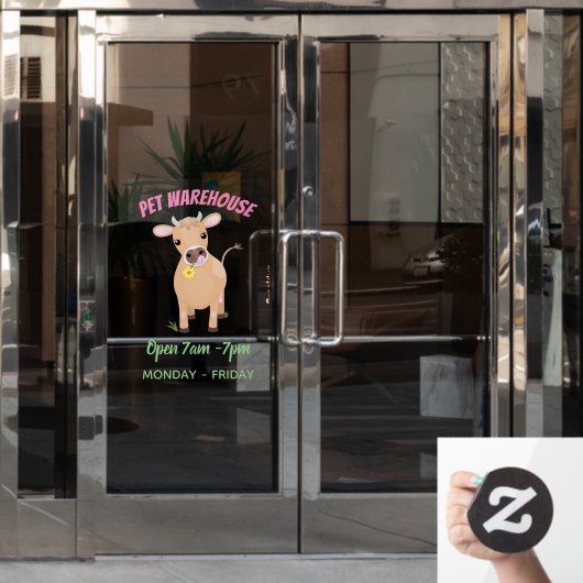 Niedliche glückliche Jersey-Kuh und Blume Cartoon Fensteraufkleber (Büro Tür)