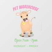 Niedliche glückliche Jersey-Kuh und Blume Cartoon Fensteraufkleber (Blatt)