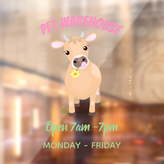 Niedliche glückliche Jersey-Kuh und Blume Cartoon Fensteraufkleber (Blatt 2)