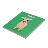 Niedliche glückliche Jersey-Kuh und Blume Cartoon Fliese (Seite)