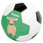 Niedliche glückliche Jersey-Kuh und Blume Cartoon Fußball (Dreiviertel)