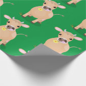 Niedliche glückliche Jersey-Kuh und Blume Cartoon Geschenkpapier (Ecke)