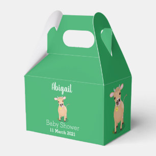 Niedliche glückliche Jersey-Kuh und Blume Cartoon Geschenkschachtel