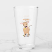 Niedliche glückliche Jersey-Kuh und Blume Cartoon Glas (Rückseite)