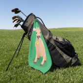Niedliche glückliche Jersey-Kuh und Blume Cartoon Golfhandtuch (Gras)
