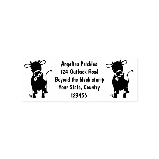 Niedliche glückliche Jersey-Kuh und Blume Cartoon Gummistempel (Prägung)