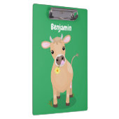 Niedliche glückliche Jersey-Kuh und Blume Cartoon Klemmbrett (Rechts)