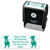 Niedliche glückliche Jersey-Kuh und Blume Cartoon Permastempel (Beispiel)