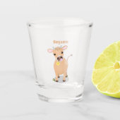 Niedliche glückliche Jersey-Kuh und Blume Cartoon Schnapsglas (Vorderseite)