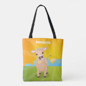 Niedliche glückliche Jersey-Kuh und Blume Cartoon Tasche (Rückseite)