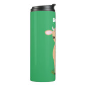 Niedliche glückliche Jersey-Kuh und Blume Cartoon Thermosbecher (Nach links gedreht)