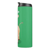 Niedliche glückliche Jersey-Kuh und Blume Cartoon Thermosbecher (Nach rechts gedreht)