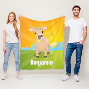 Niedliche glückliche Jersey Kuh und Blume Sonnenau Fleecedecke