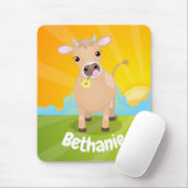 Niedliche glückliche Jersey Kuh und Blume Sonnenau Mousepad (Mit Mouse)