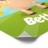 Niedliche glückliche Jersey Kuh und Blume Sonnenau Poster (Ecke)