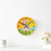 Niedliche glückliche Jersey Kuh und Blume Sonnenau Runde Wanduhr (Zuhause)