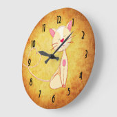 Niedliche glückliche Katze mit Herz-Schwanz Große Wanduhr (Winkel)