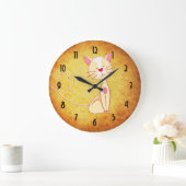 Niedliche glückliche Katze mit Herz-Schwanz Große Wanduhr (Zuhause)
