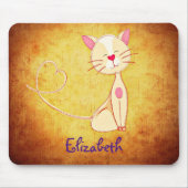 Niedliche glückliche Katze mit Herz-Schwanz Person Mousepad (Vorne)