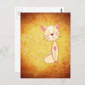 Niedliche glückliche Katze mit Herz-Schwanz Postkarte (Vorne/Hinten)