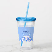 Niedliche glückliche Katze mit Rundglas Acryltrinkbecher (Rückseite)