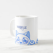 Niedliche glückliche Katze mit Rundglas Kaffeetasse (Vorderseite Links)