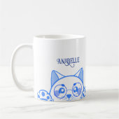 Niedliche glückliche Katze mit Rundglas Kaffeetasse (Links)