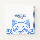 Niedliche glückliche Katze mit Rundglas Notizblock (Rückseite)