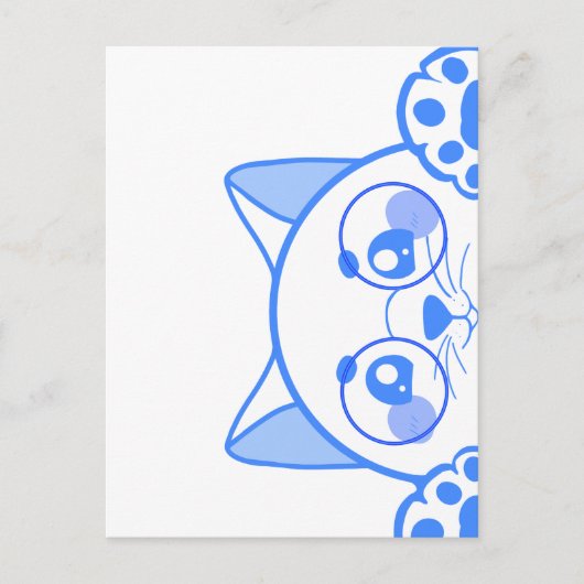 Niedliche glückliche Katze mit Rundglas Postkarte (Vorderseite)