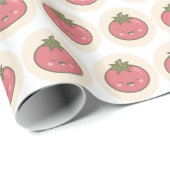 Niedliche glückliche Kawaii Tomate-Muster-Kinder Geschenkpapier (Rolleneckpunkt)