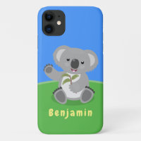 Niedliche glückliche koala schwingende Cartoon-Abb