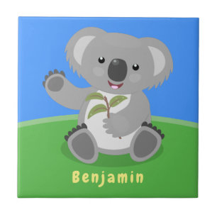 Niedliche glückliche koala schwingende Cartoon-Abb Fliese