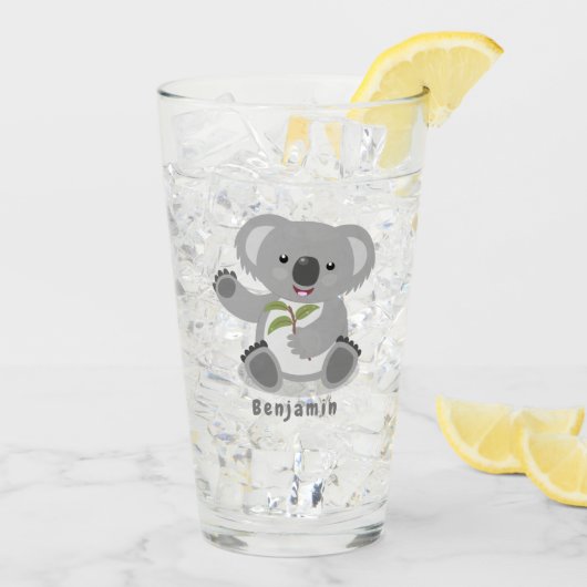 Niedliche glückliche koala schwingende Cartoon-Abb Glas (Rückseite Ice)