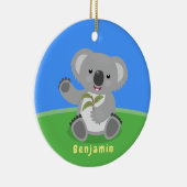 Niedliche glückliche koala schwingende Cartoon-Abb Keramik Ornament (Rechts)