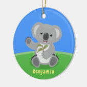 Niedliche glückliche koala schwingende Cartoon-Abb Keramik Ornament (Links)