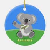Niedliche glückliche koala schwingende Cartoon-Abb Keramik Ornament (Hinten)