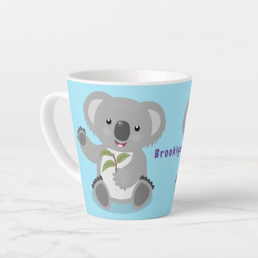 Niedliche glückliche koala schwingende Cartoon-Abb Milchtasse (Linke Ecke)