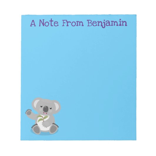 Niedliche glückliche koala schwingende Cartoon-Abb Notizblock (Vorderseite)