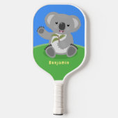 Niedliche glückliche koala schwingende Cartoon-Abb Pickleball Schläger (Rückseite)