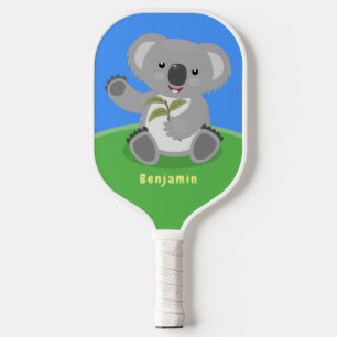 Niedliche glückliche koala schwingende Cartoon-Abb Pickleball Schläger
